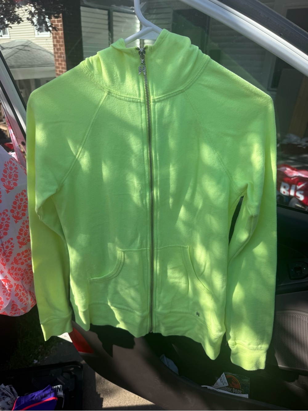 Y2k Victoria’s Secret Women’s  Neon Green Zip-Up Hoodie Jacket